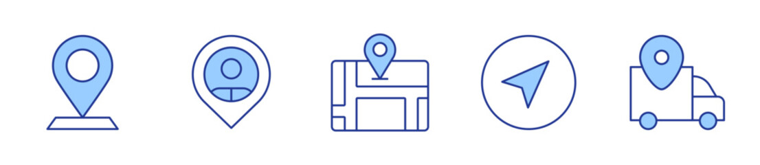 location, gps, delivery, navigator. Location Icon vector illustration. Line Duotone style. Editable stroke