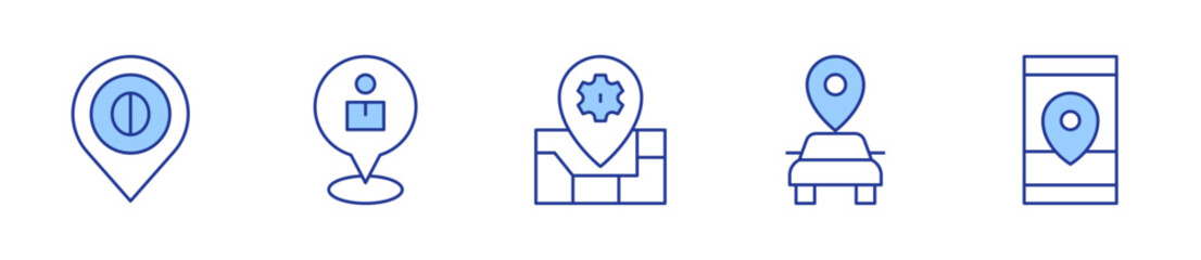 location, locator. Location Icon vector illustration. Line Duotone style. Editable stroke