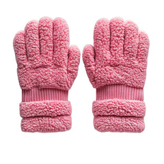 Fingerless Fleece Gloves with Elastic Wristbands Isolated on Transparent Background