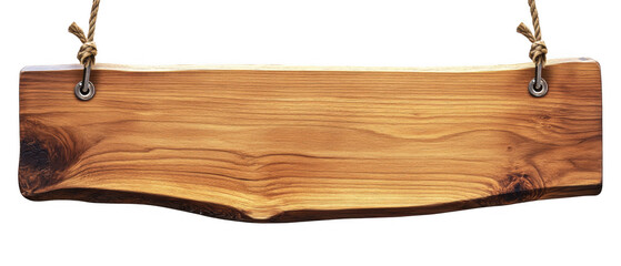 Rustic Brown Wooden Hanging Sign with Rope