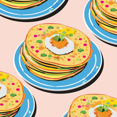 Traditional Indian Food Chapati The Phooli Roti, Fulka, Indian Bread, Flatbread, Flat Bread, Chapathi, Wheaten Flat Bread, Chapatti or Chappathi Vector