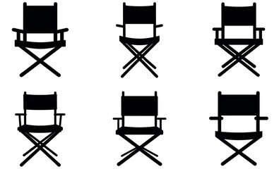 black silhouette images of director  chairs icon set