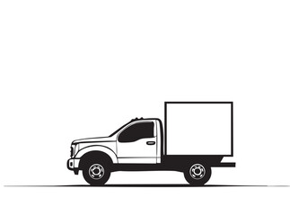 Fototapeta premium Truck silhouette black and white illustration