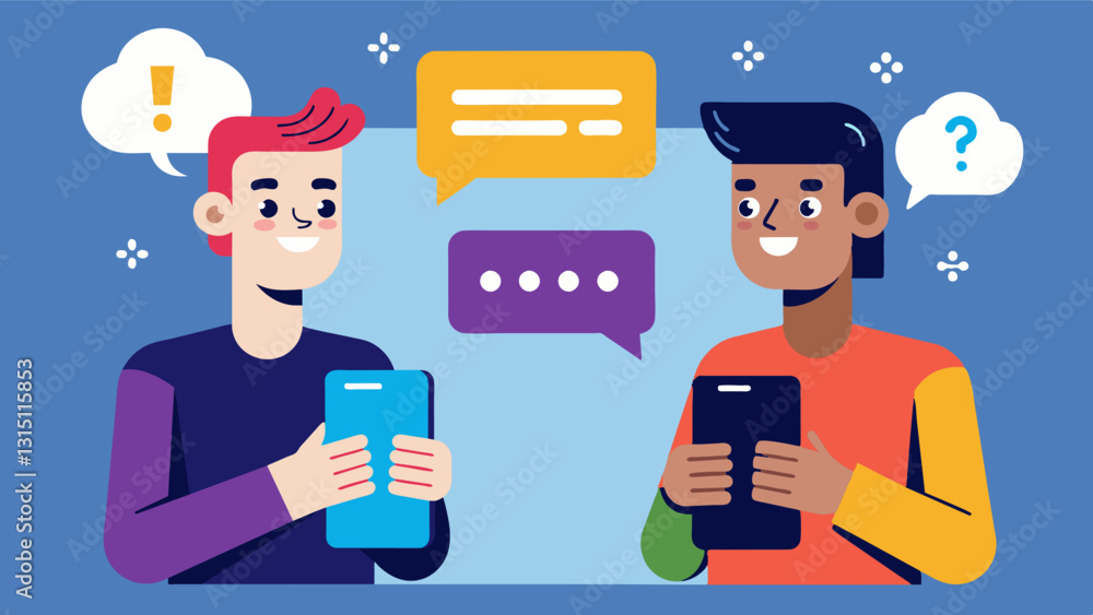 Poster two friends texting each other about the importance of creating strong and unique passwords to secur