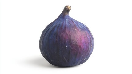 Fototapeta premium A ripe fig with a rich purple exterior and soft pink interior on a white isolated background