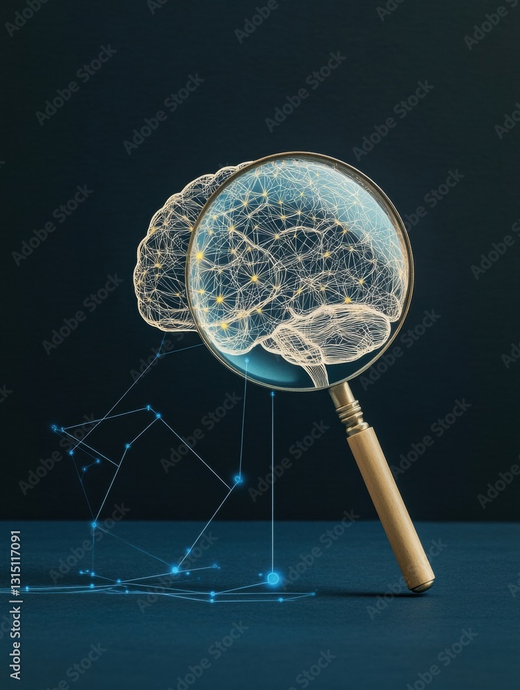 Aufkleber Exploration of artificial intelligence transparency through a magnified network in a well composed visual