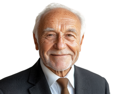 Senior business leader professional portrait isolated on transparent background, png