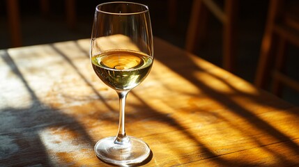 Obraz premium Elegant white wine glass on table