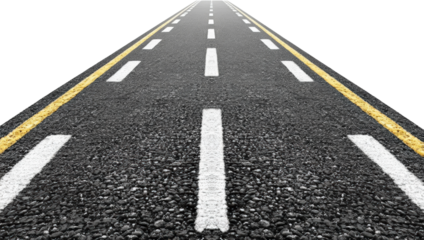 Aerial views of open road travel isolated on transparent background, png