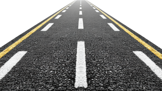 Aerial views of open road travel isolated on transparent background, png