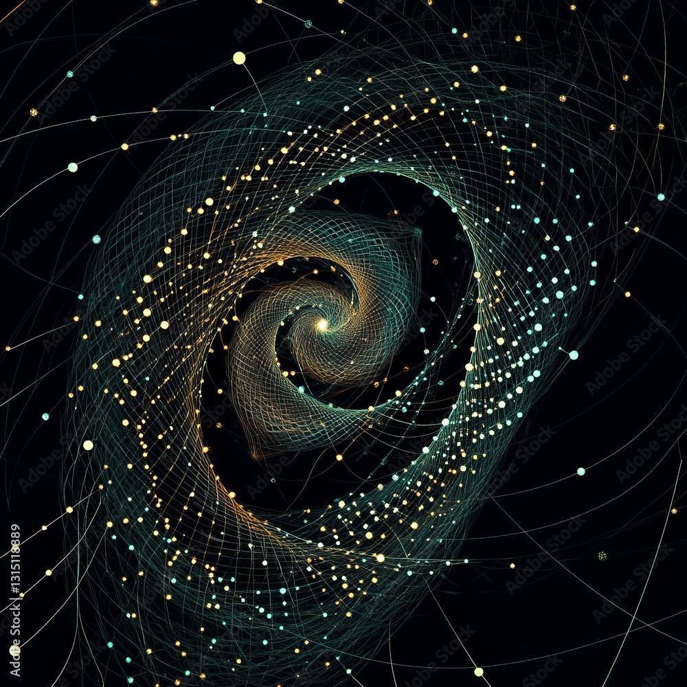 Poster a visually captivating spiral layout representing an expanding network of iot nodes. this dynamic de