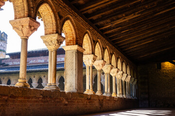 Cloister of the Abbey of Saint-Pierre de Moissac, famous for its columns with sculpted capitals...