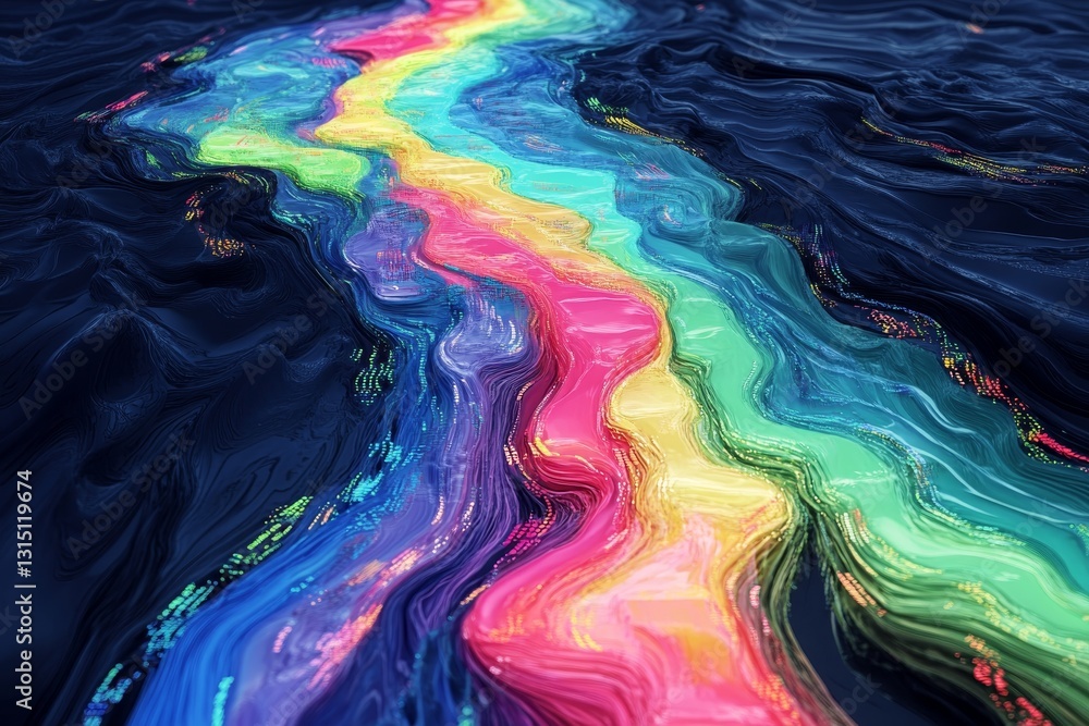 Poster this vibrant abstract artwork features colorful fluid waves that create a dynamic visual experience.