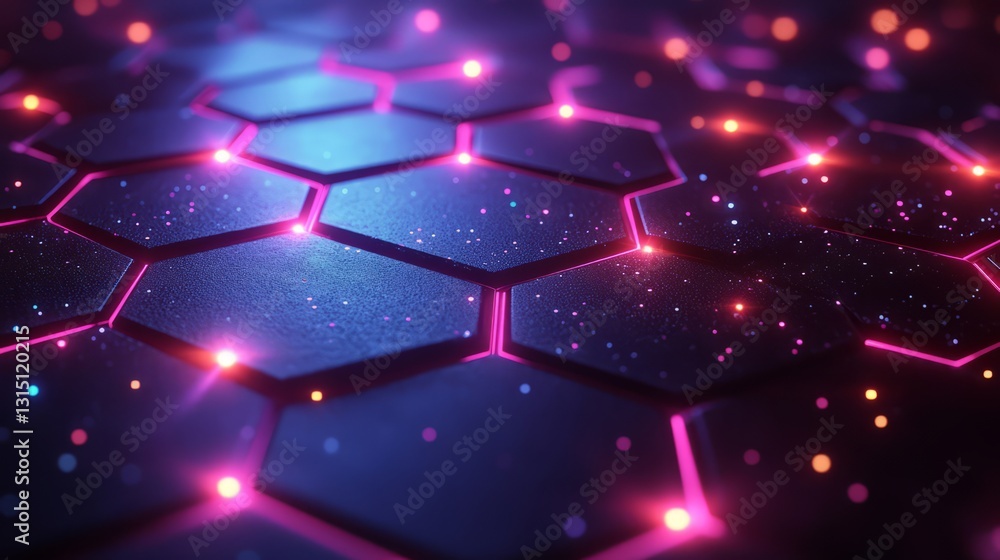 Poster abstract background hexagon pattern with glowing lights