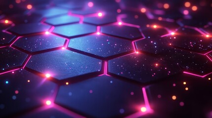 Abstract background hexagon pattern with glowing lights