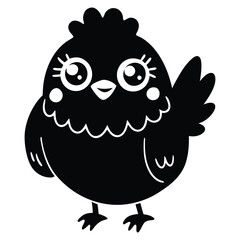 Black Rooster Silhouette Vector, Elegant Rooster Illustration, Chicken Line Art, and Bird on a Branch Design