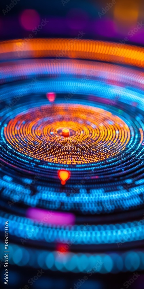 Poster a vibrant circular pattern featuring colorful lights and bokeh effects creates a stunning visual. th