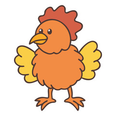 Cute Chicken Vector Illustration, Adorable Cartoon Chicken Design in Flat Style on a White Background