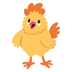 Cute Chicken Vector Illustration, Adorable Cartoon Chicken Design in Flat Style on a White Background