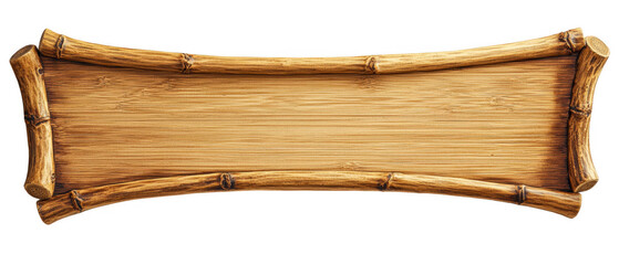 Rectangular Light Brown Wooden Sign with Bamboo Frame