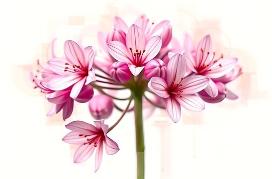 Elegant cluster of pink nerine lily flowers isolated on white background