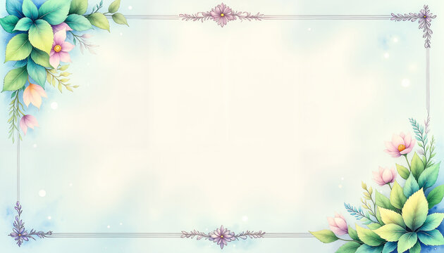 Elegant wedding invitation background with floral border, sophistication