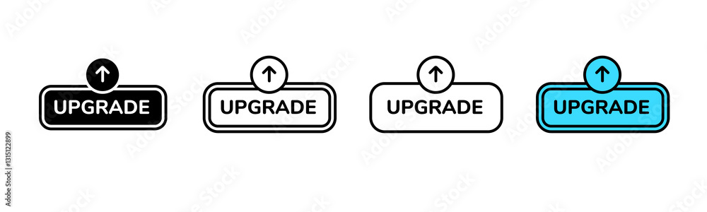 Poster the image shows four upgrade button designs featuring upward-pointing arrow icons. each button varie