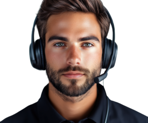 Customer support agent office portrait isolated on transparent background, png