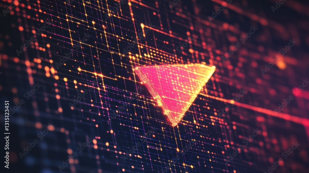 Fototapete Cursor icon on a pixelated grid background representing digital technology and modern computer services with design elements