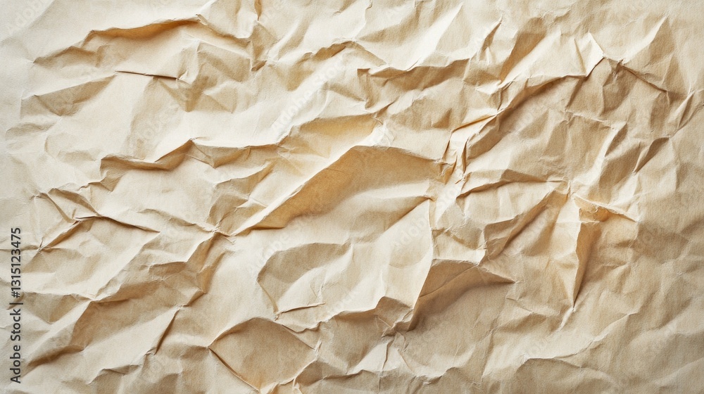 Poster A captivating display of crumpled brown paper reveals intricate textures and patterns, showcasing the beauty of simplicity and the potential for artistic inspiration hidden in common items