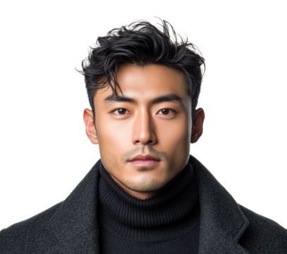 Stylish man portrait neutral fashion isolated on transparent background, png