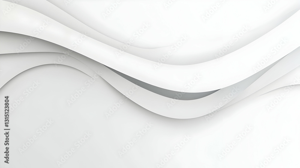Poster abstract white background with smooth 3d wavy shapes modern minimalist design with soft light and sh