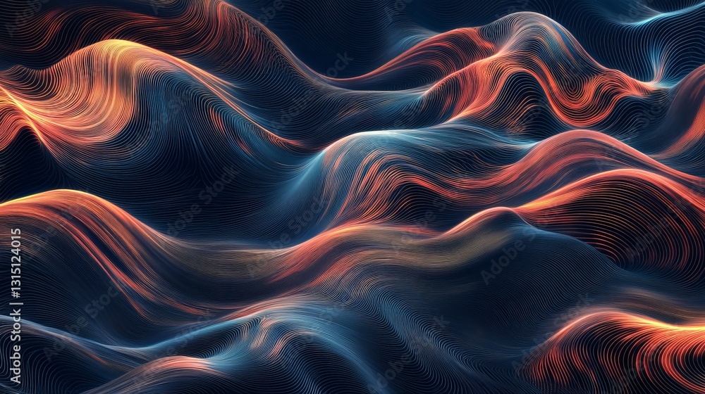 Aufkleber explore a vibrant abstract image featuring dynamic wavy lines that create a flowing network pattern.