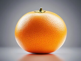 A fresh orange resting on a rustic wooden table captured in natural light to highlight its bright color and appeal