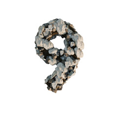 Number Nine Made of Rocks