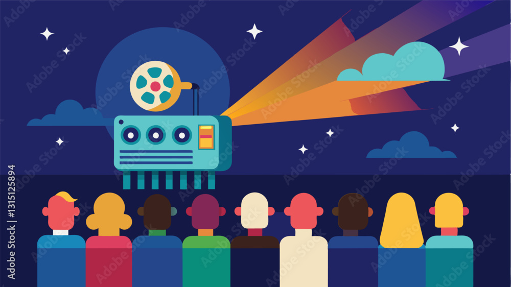 Poster the sound of a projector starts up signaling the beginning of the movie and everyone settles in with