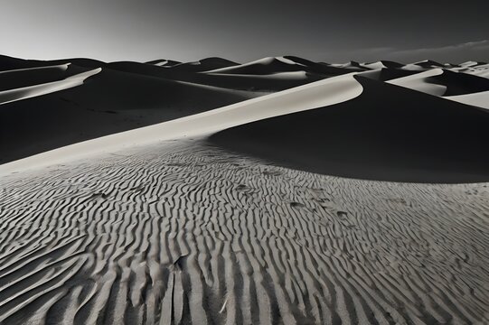Golden Sand Dunes with Dramatic Shadows - Nature Desert Landscape Texture - Powered by Adobe