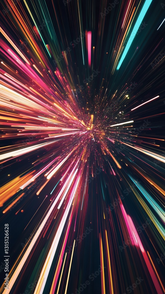 Poster experience a captivating burst of colorful light, radiating dynamic energy and motion. this abstract