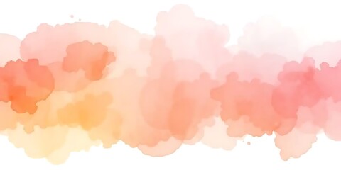 Delicate pastel watercolor banner with soft peach, coral, and pink tones