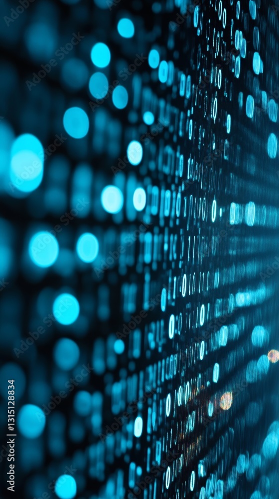 Poster vibrant abstract background featuring a digital data stream of blue binary code. perfect for illustr