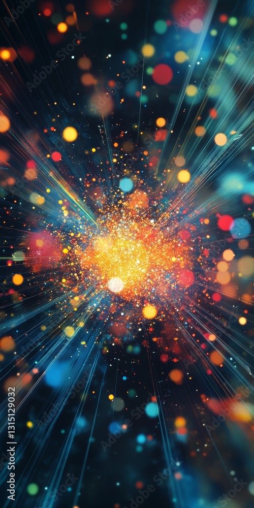 Poster a captivating abstract image featuring a vibrant explosion of light and color. this artwork showcase