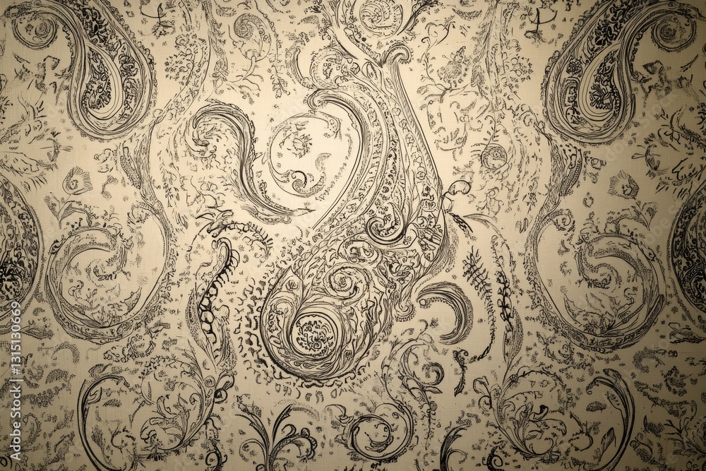 Poster this elegant paisley pattern showcases an intricate black and white design perfect for textiles or b