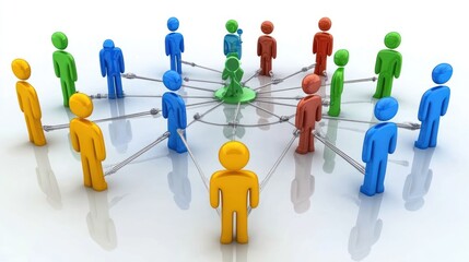 Obraz premium Network of colorful figures connected to central figure.