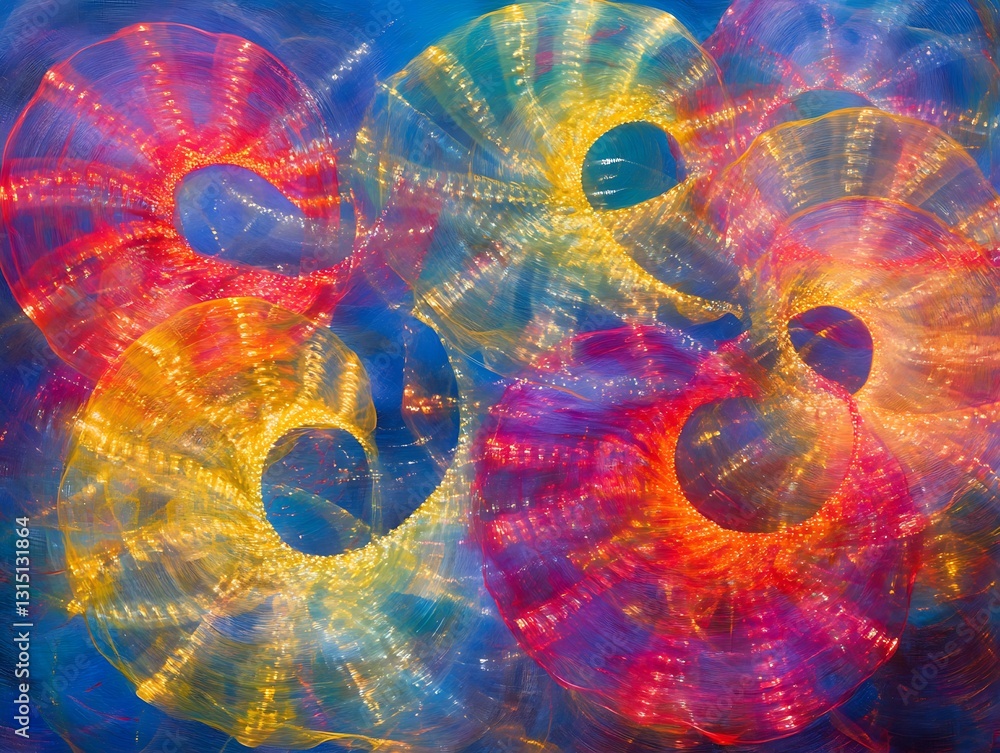 Poster abstract spiral light forms dynamic composition multicolored effects