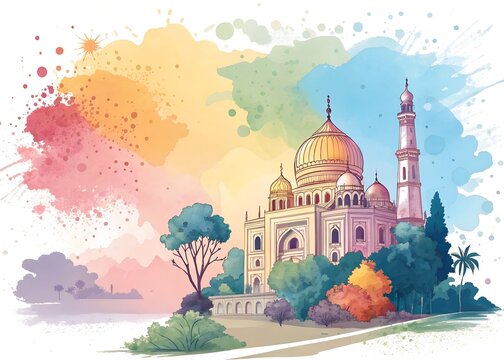 Big bundle set of bright vector colorful watercolor background for poster, brochure, card or flyer