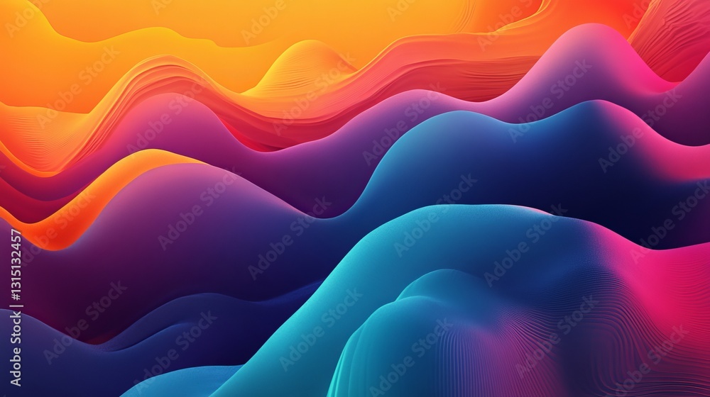 Poster this vibrant abstract image features waves in striking warm and cool tones, creating a dynamic visua