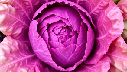 Obraz premium Red Cabbage Vibrant Tightly Packed Leaves