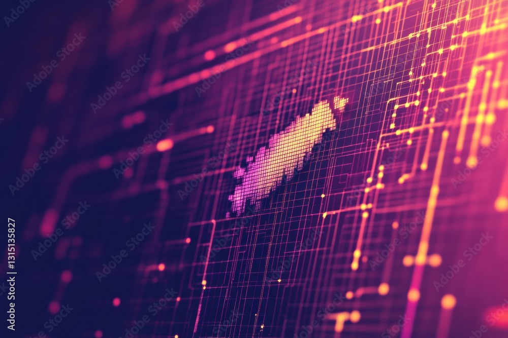 Aufkleber Cursor icon on pixelated grid background representing digital technology and computer services in modern design