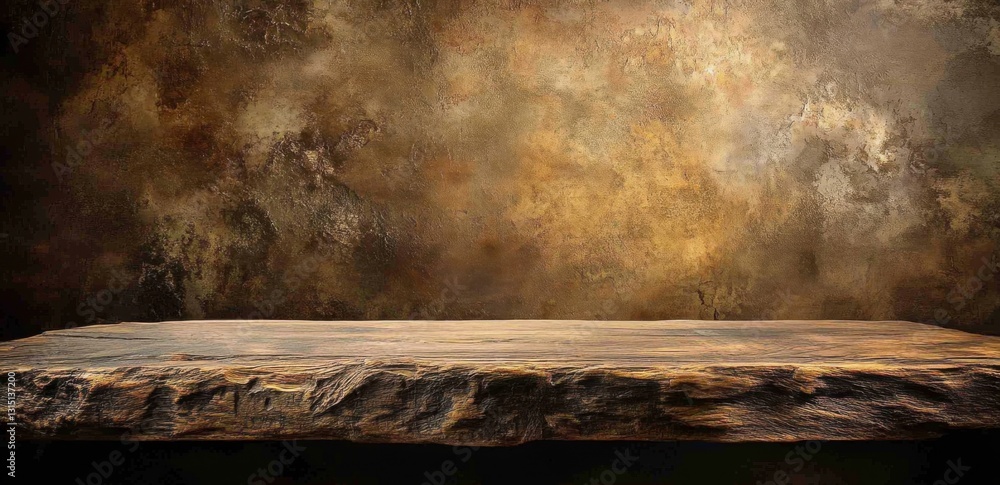 Aufkleber rustic stone tabletop with a brown grunge background for product display or photo backdrop.