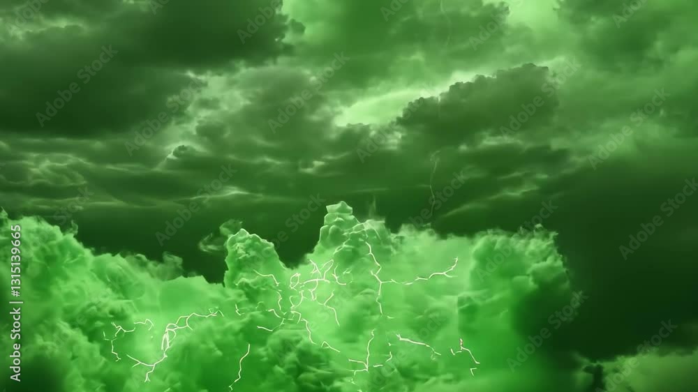 Aufkleber thunderstorms effects featuring dynamic green screen elements with lightning and cloud formations, t